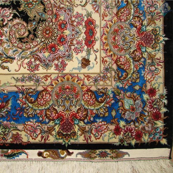 قالیچه دستباف تبریز طرح جدید خطیبی کف حاشیه و چله و گل ابریشم - Image 4