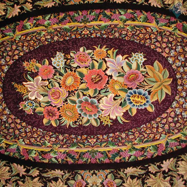 قالیچه دستباف تمام ابریشم قم طرح گلستان تولیدی صبوری هشتاد رج - Image 7