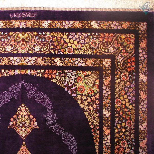 ذرع و نیم دستباف تمام ابریشم قم کف ساده تولیدی باستان - Image 5