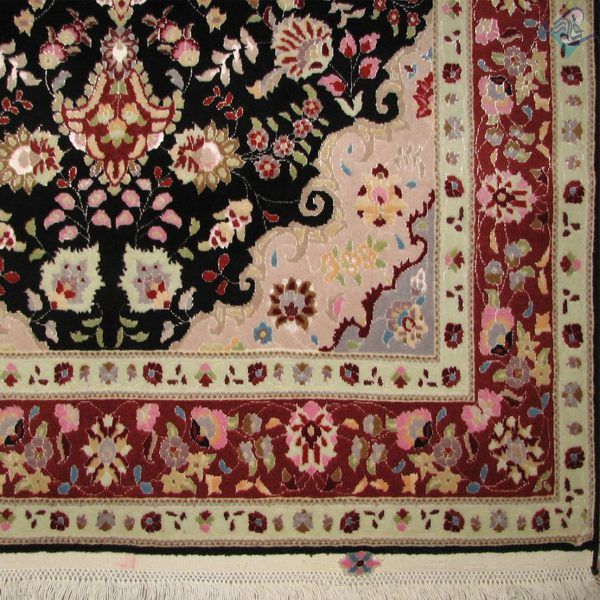 ذرع و نیم دستباف تبریز طرح بهبود قلم گل ابریشم پنجاه رج - Image 4