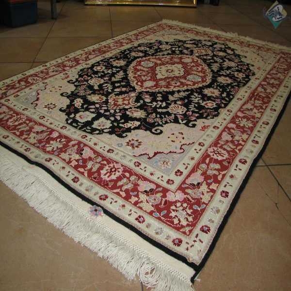ذرع و نیم دستباف تبریز طرح بهبود قلم گل ابریشم پنجاه رج - Image 5
