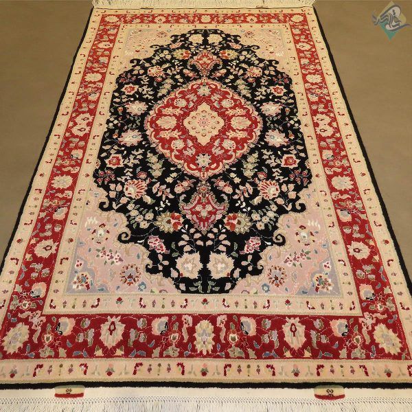 ذرع و نیم دستباف تبریز طرح بهبود قلم گل ابریشم پنجاه رج - Image 2