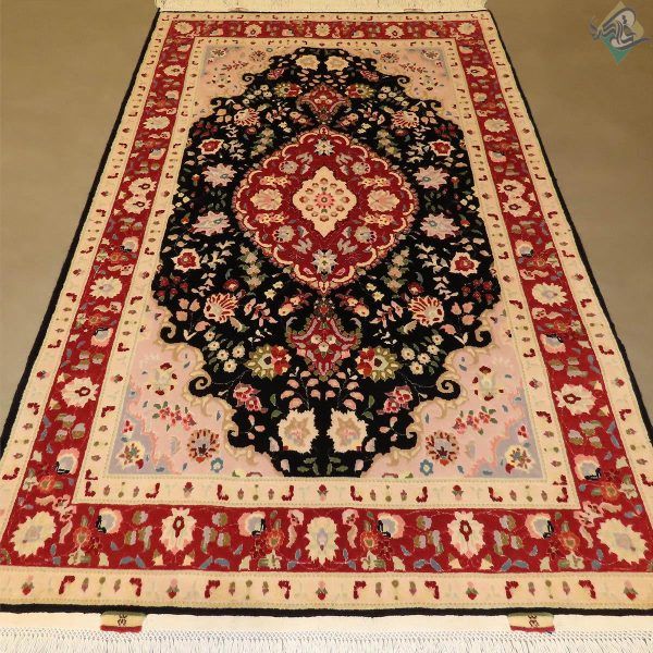 ذرع و نیم دستباف تبریز طرح بهبود قلم گل ابریشم پنجاه رج - Image 3