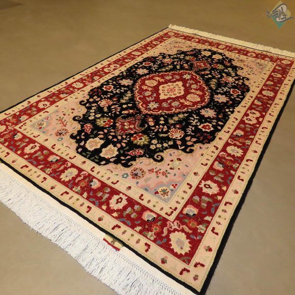 ذرع و نیم دستباف تبریز طرح بهبود قلم گل ابریشم پنجاه رج - Image 6