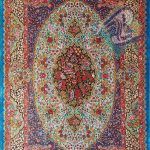 ذرع و نیم دستباف تمام ابریشم قم نقشه قالیکده
