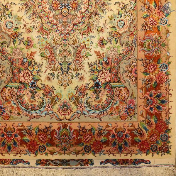 ذرع و نیم دستباف تبریز طرح خطیبی کف متن و کف حاشیه چله ابریشم - Image 4