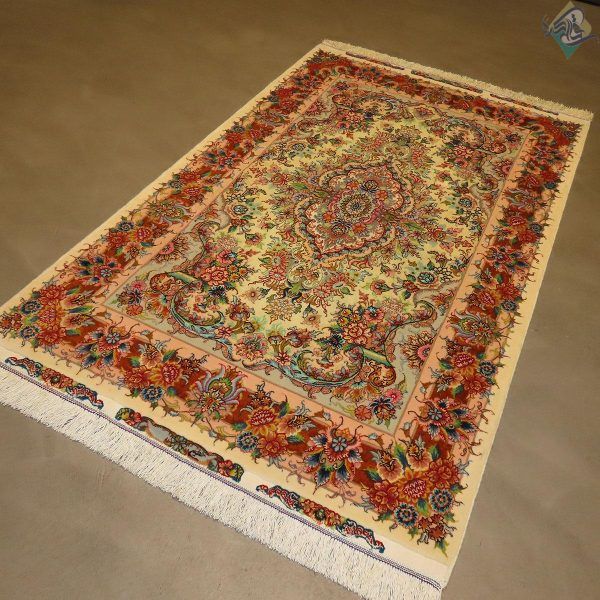 ذرع و نیم دستباف تبریز طرح خطیبی کف متن و کف حاشیه چله ابریشم - Image 6