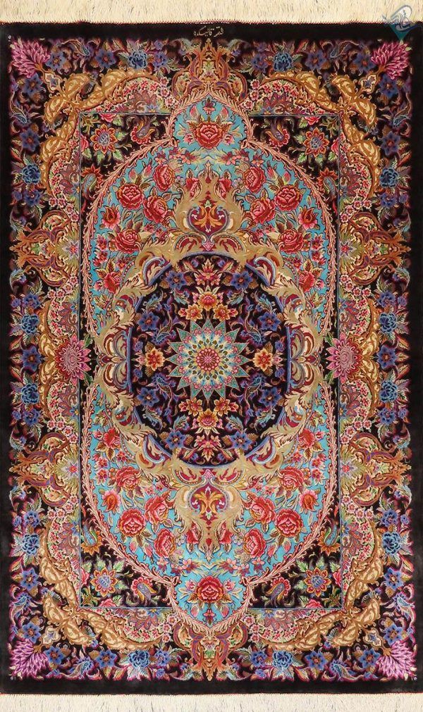 ذرع و نیم دستباف تمام ابریشم قم تولیدی قالیکده