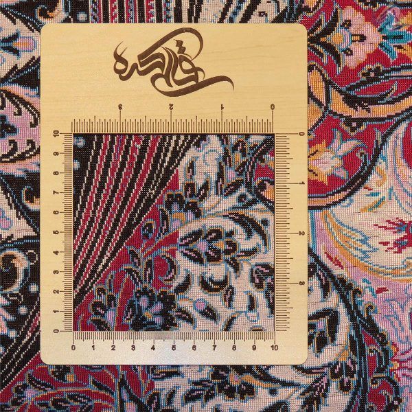 ذرع و نیم دستباف تمام ابریشم قم طرح جدید کهکشان قالیکده هشتاد رج - Image 7