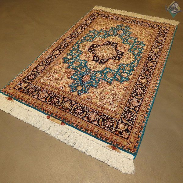 ذرع و نیم دستباف تبریز طرح جدید هریس کامپیوتری گل ابریشم پنجاه رج - Image 5