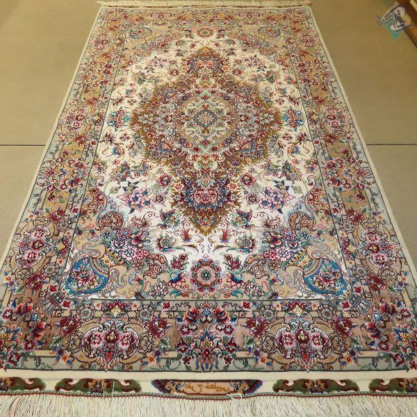 ذرع و نیم دستباف تبریز طرح خطیبی جدید دو کف ابریشم شصت رج - Image 2