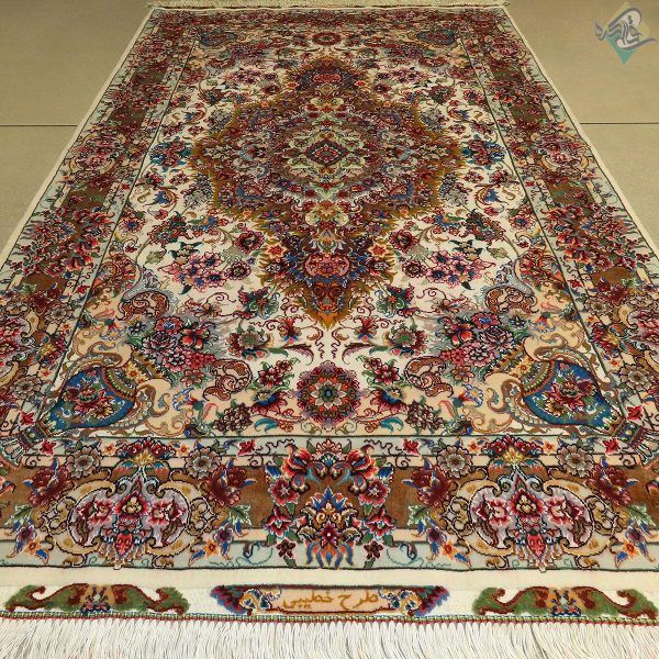 ذرع و نیم دستباف تبریز طرح خطیبی جدید دو کف ابریشم شصت رج - Image 3