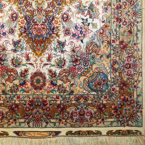 ذرع و نیم دستباف تبریز طرح خطیبی جدید دو کف ابریشم شصت رج - Image 4