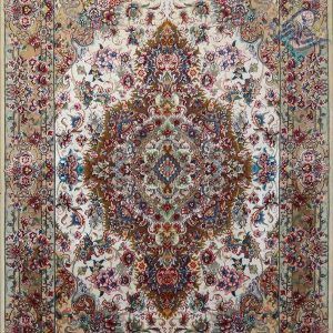 زرونیم دستباف تبریز نقش خطیبی ریشه و گل ابریشم