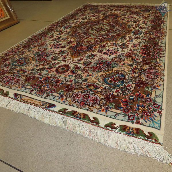 ذرع و نیم دستباف تبریز طرح خطیبی جدید دو کف ابریشم شصت رج - Image 5