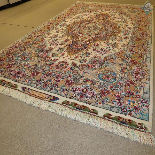 ذرع و نیم دستباف تبریز طرح خطیبی جدید دو کف ابریشم شصت رج - Image 6