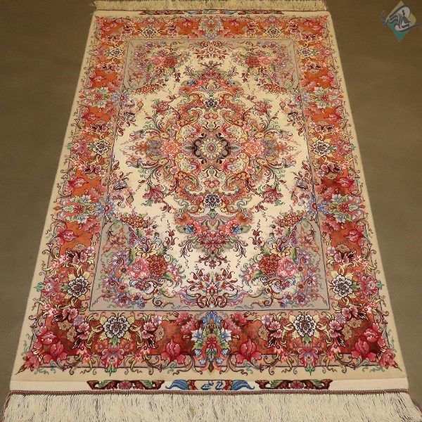 ذرع و نیم دستباف تبریز طرح خطیبی دو کف ابریشم شصت رج - Image 2
