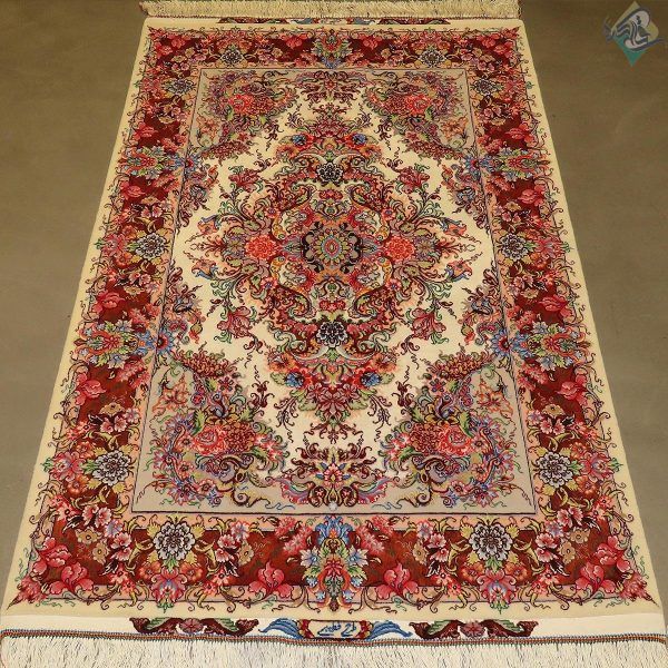 ذرع و نیم دستباف تبریز طرح خطیبی دو کف ابریشم شصت رج - Image 3
