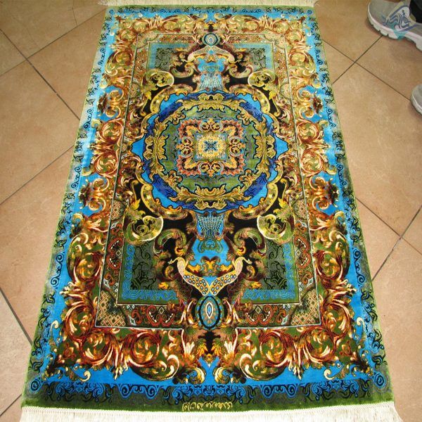ذرع و چهارک دستباف تمام ابریشم قم تولیدی میرمهدی نقشه جدید - Image 4