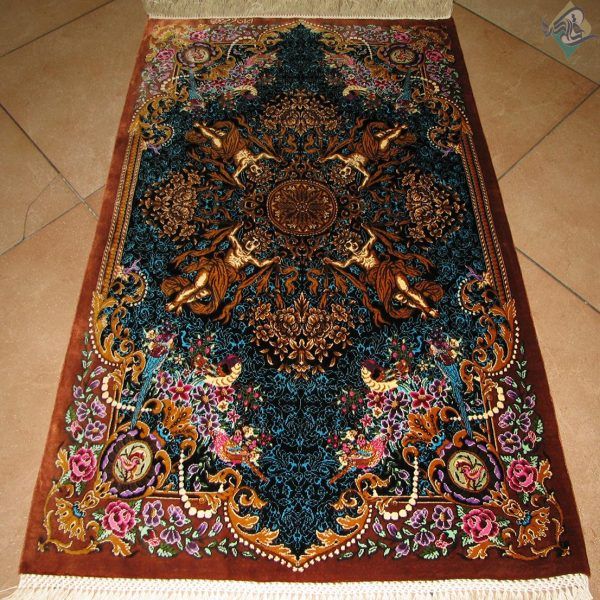 سایز پشتی دستباف تمام ابریشم قم تولیدی میرمهدی طرح جدید ورساچه - Image 2