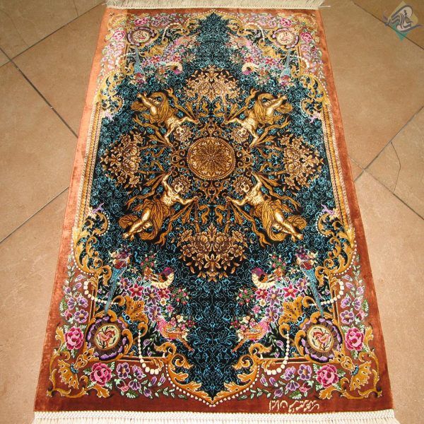 سایز پشتی دستباف تمام ابریشم قم تولیدی میرمهدی طرح جدید ورساچه - Image 3