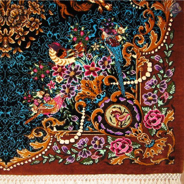 سایز پشتی دستباف تمام ابریشم قم تولیدی میرمهدی طرح جدید ورساچه - Image 4