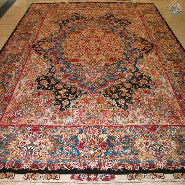 جفت نه متری دستباف تبریز طرح جدید سالاری دو متن چله و گل ابریشم - Image 2