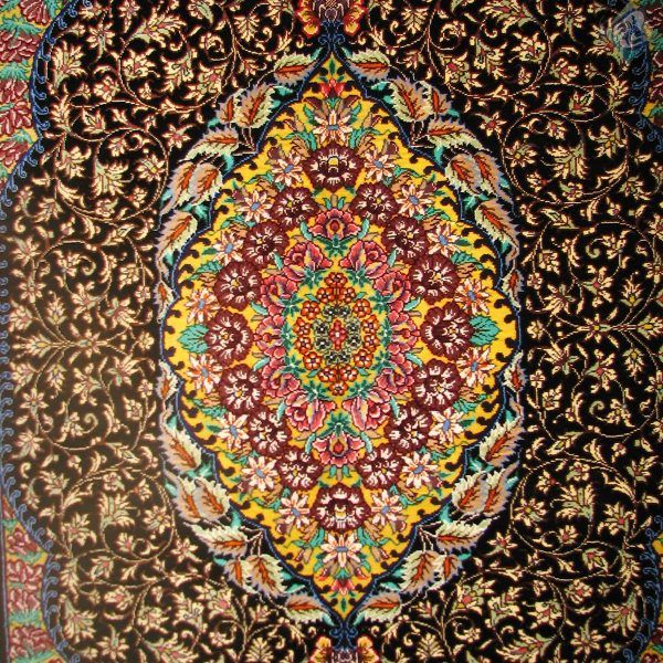 ذرع و چهارک دستباف تمام ابریشم قم مارک محلوجی ریز باف - Image 6