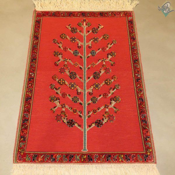 سایز پشتی سوزنی فرش دستباف سیرجان برجسته باف طرح درختی - Image 2