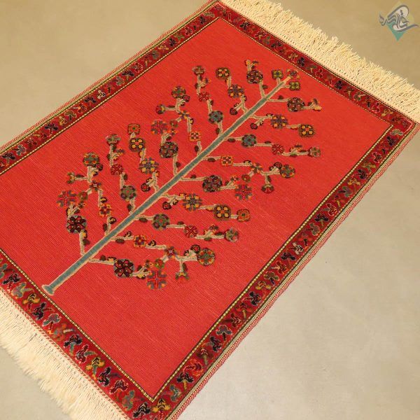 سایز پشتی سوزنی فرش دستباف سیرجان برجسته باف طرح درختی - Image 5