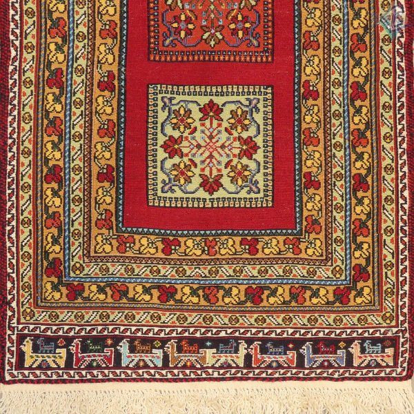 سوزنی رانر دستباف سیرجان تمام پشم رنگ گیاهی طرح خشتی اصیل - Image 4