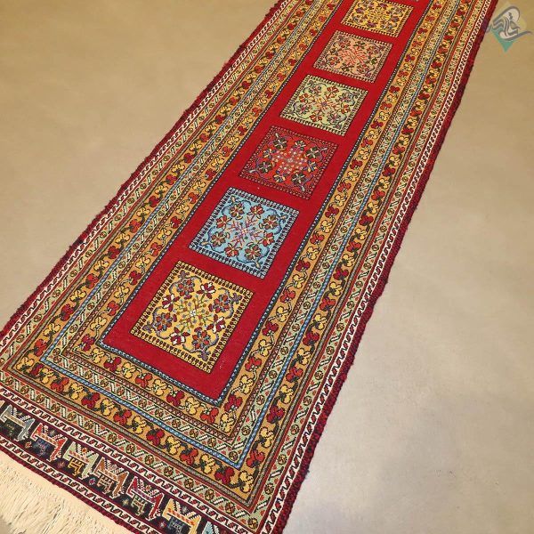 سوزنی رانر دستباف سیرجان تمام پشم رنگ گیاهی طرح خشتی اصیل - Image 6