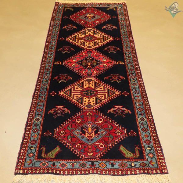 کناره دستباف باریک یلمه بروجن طرح پنج حوض تمام پشم رنگ گیاهی - Image 2