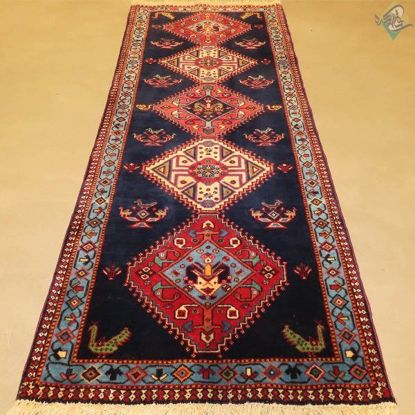 کناره دستباف باریک یلمه بروجن طرح پنج حوض تمام پشم رنگ گیاهی - Image 3