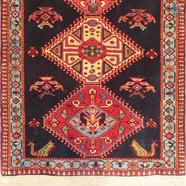 کناره دستباف باریک یلمه بروجن طرح پنج حوض تمام پشم رنگ گیاهی - Image 4