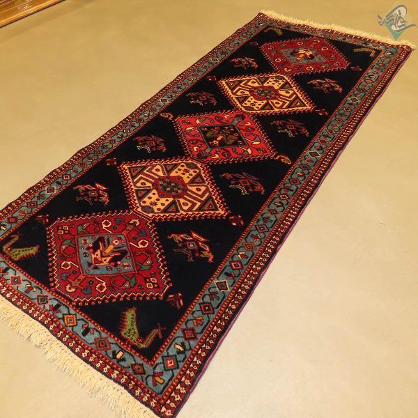 کناره دستباف باریک یلمه بروجن طرح پنج حوض تمام پشم رنگ گیاهی - Image 5