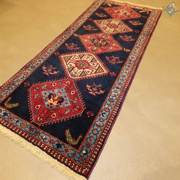 کناره دستباف باریک یلمه بروجن طرح پنج حوض تمام پشم رنگ گیاهی - Image 6