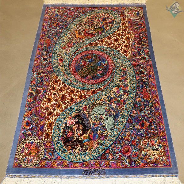 ذرع و چهارک دستباف تمام ابریشم قم تولیدی علی محمدی طرح جدید - Image 2
