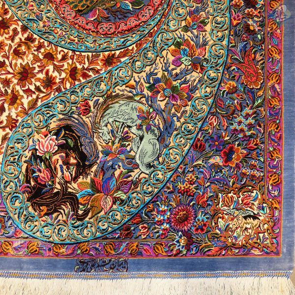 ذرع و چهارک دستباف تمام ابریشم قم تولیدی علی محمدی طرح جدید - Image 4
