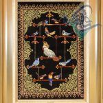 تابلو فرش دستباف تمام ابریشم قم طرح پرنده