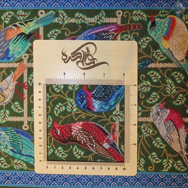 تابلویی فرش دستباف تمام ابریشم قم طرح پرندگان ستونی احمدی - Image 4