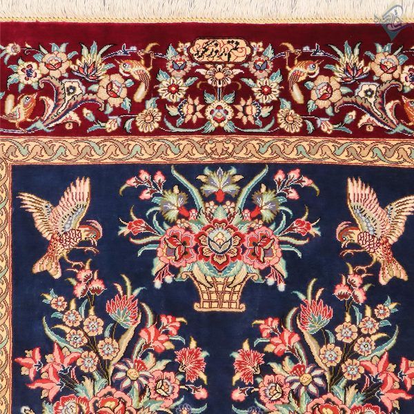 ذرع و چهارک دستباف تمام ابریشم قم تولیدی روزگرد طرح گلدانی - Image 8