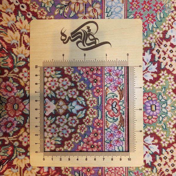 ذرع و چهارک دستباف تمام ابریشم قم طرح گلریز تولید قالیکده تاروپود - Image 7