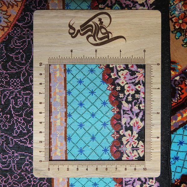 سایز پشتی دستباف تمام ابریشم قم طرح ترنجی گل و بلبل صادق زاده - Image 7