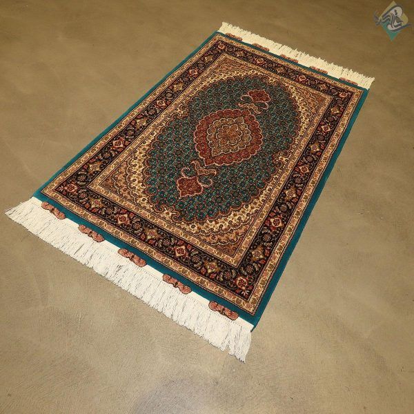 ذرع و چهارک دستباف طرح جدید ماهی کمال الملک گل ابریشم پنجاه رج - Image 5
