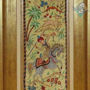 تابلو فرش دستباف تمام ابریشم قم طرح شکارگاه