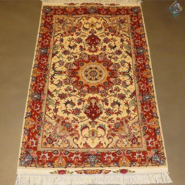 ذرع وچهارک دستباف تبریز طرح علیا گل ابریشم پنجاه رج - Image 3