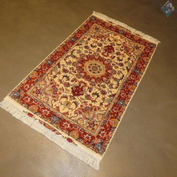 ذرع وچهارک دستباف تبریز طرح علیا گل ابریشم پنجاه رج - Image 6