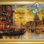 تابلو فرش دستباف تبریز نقشه ونیز ریشه و گل ابریشم
