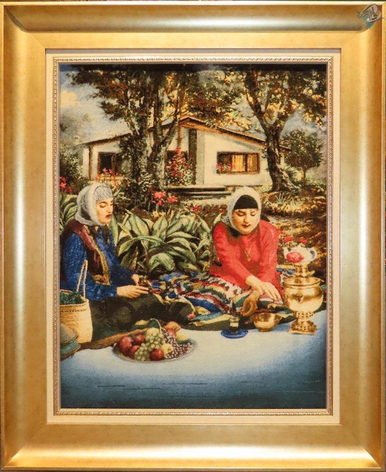 تابلو فرش دستباف تبریز طرح دختر گیلکی